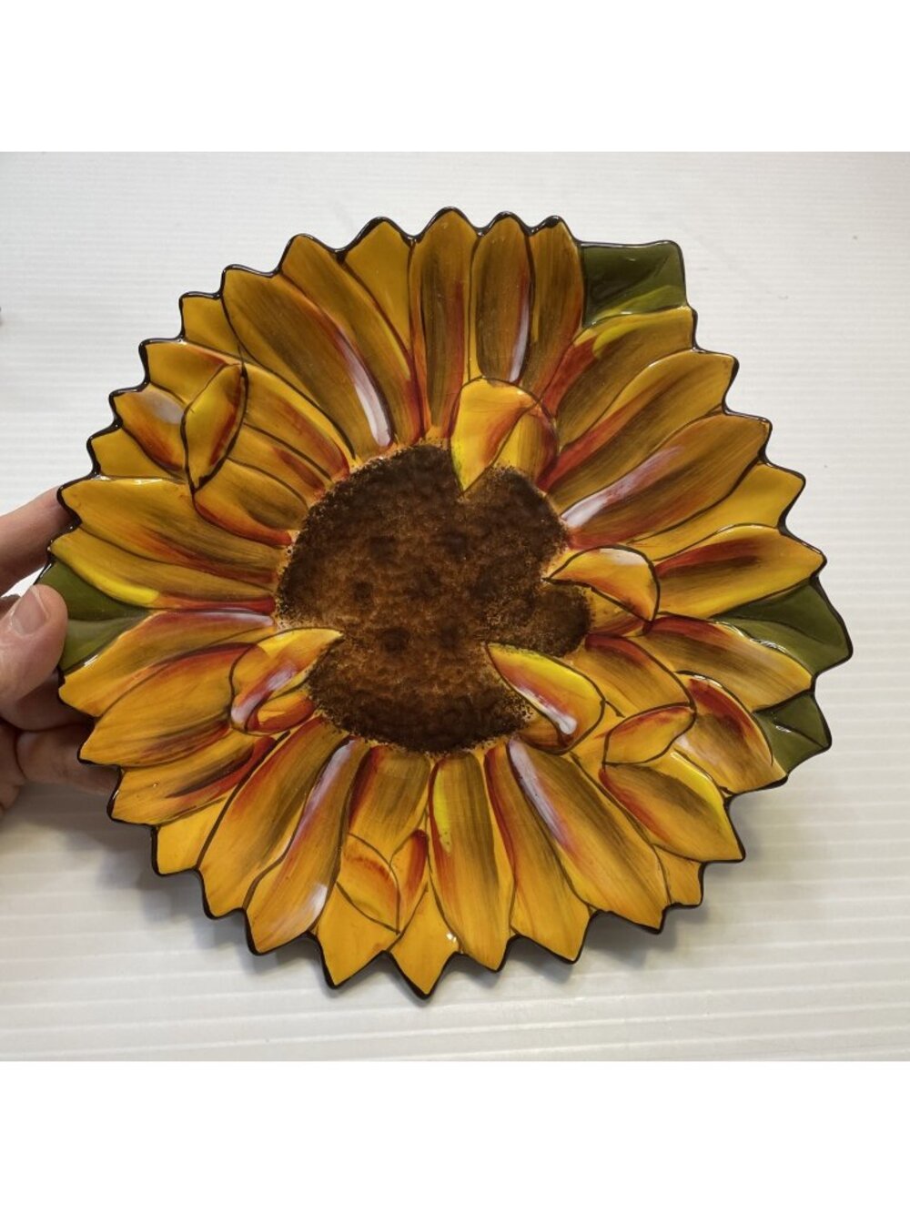 Clay Art Tuscan Sunflower 8" Salad Plate Trinket Dish Fall Decor - NEW (READ)